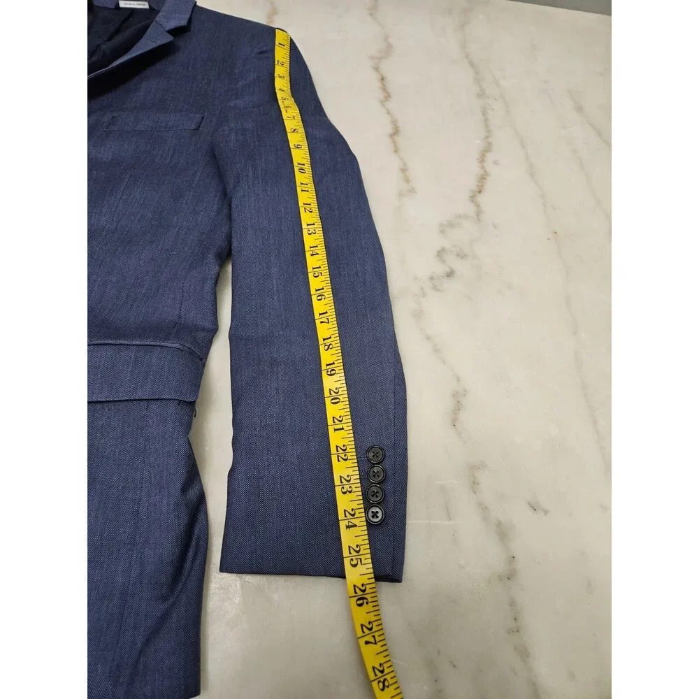 Ralph Lauren Blue Silk Wool Blend Sport Coat Blazer Suit Jacket Men's 42L